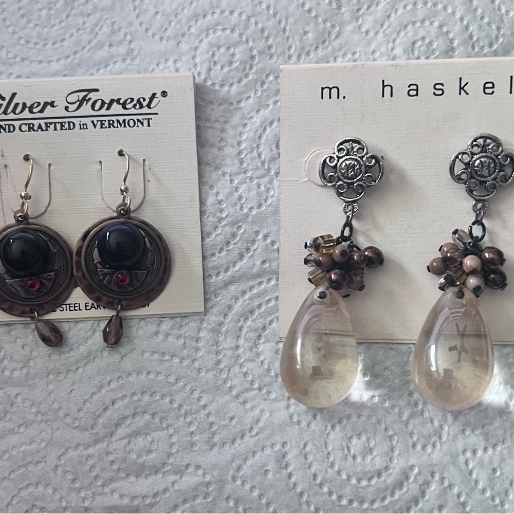 Silver Forest and  Merriam Haskell Women's Earrings sets  pierced NEW OLD STOCK